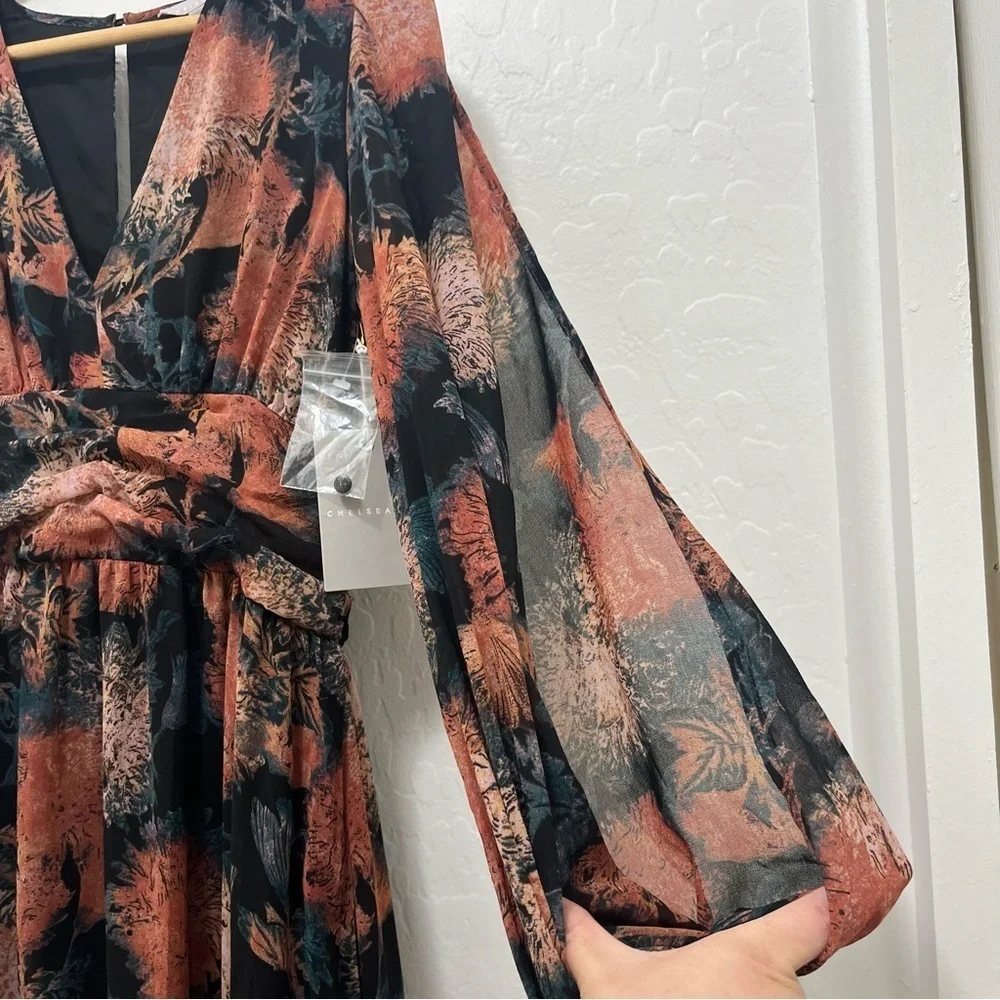 Chelsea28 Split Long Sleeve Tiered Dress Size S